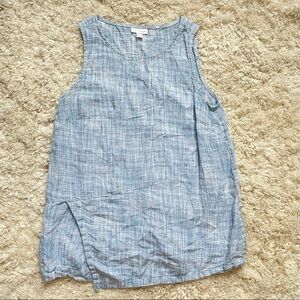 J. Jill | Blue and White Linen Tank Top Size Small Petite